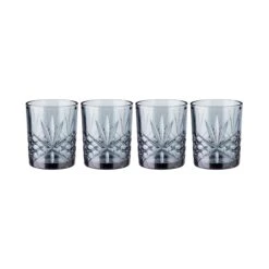 4x Gläser Aus Kristallglas 300ml CRYSTAL CLUB In Dunkelgrau