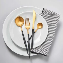 Besteck-Set 16-tlg. Matt STILETTO In Gold-Schwarz -Butlers butlers besteck set 16 tlg matt stiletto in gold schwarz 2