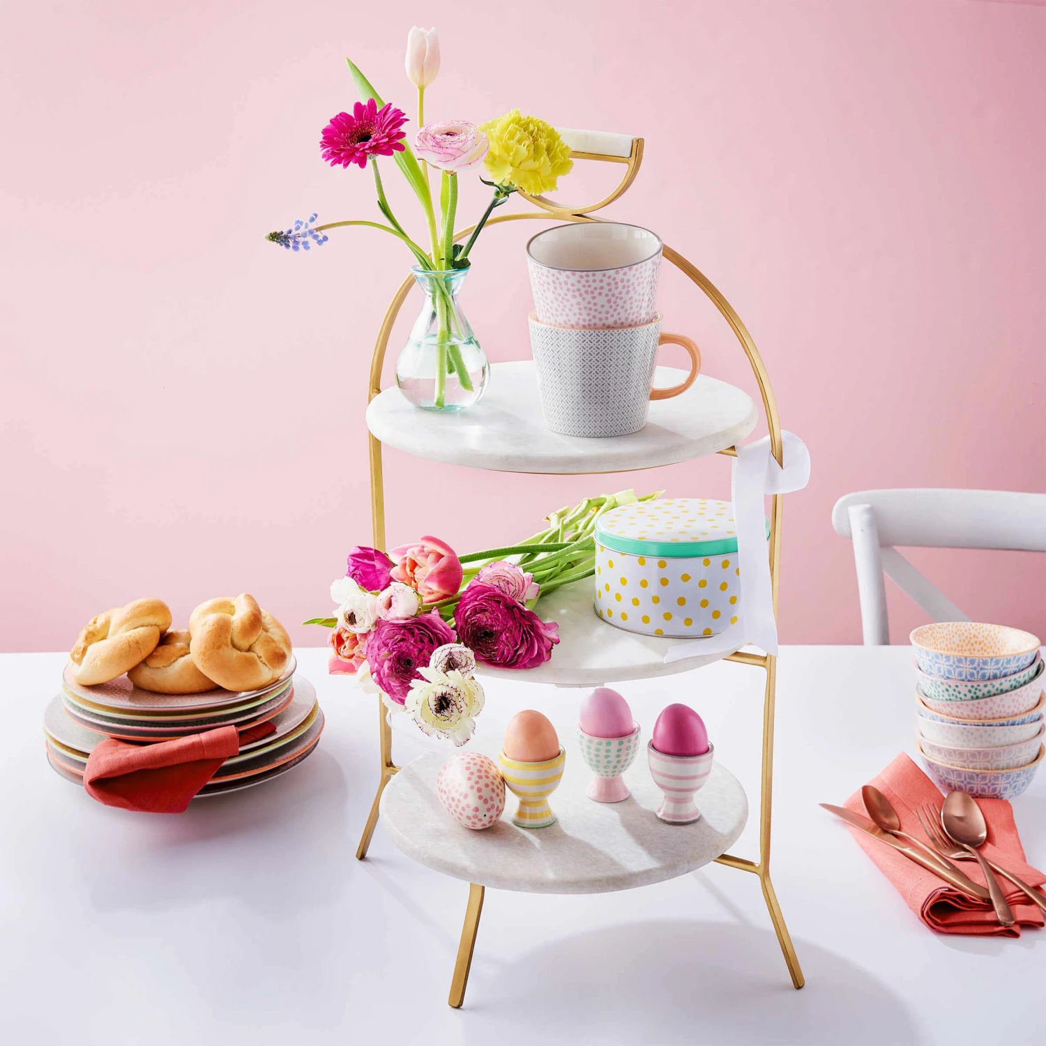 Etagere 3-stufig Höhe 65cm MARBLE In Weiß 4 Etagere 3-stufig Höhe 65cm MARBLE In Weiß – Bild 2