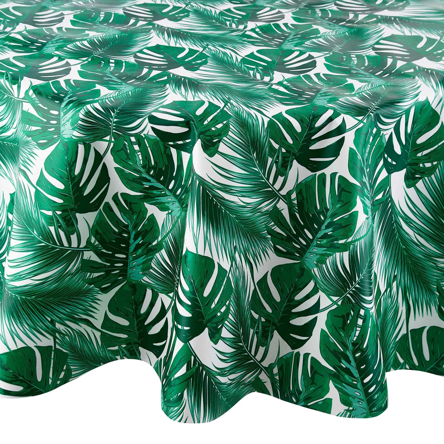 Wachstischdecke Monstera Ø 140 Cm WATERPROOF In Dunkelgrün 3 Wachstischdecke Monstera Ø 140 Cm WATERPROOF In Dunkelgrün
